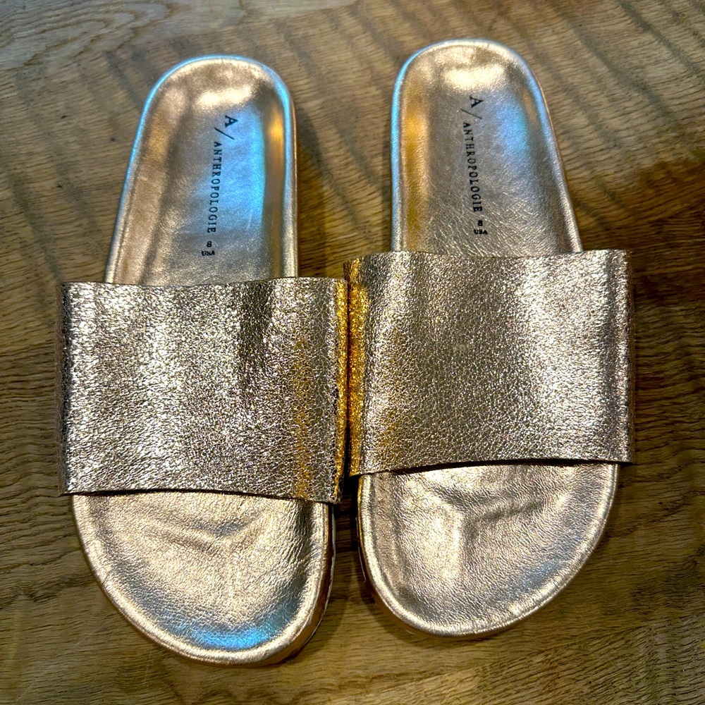 Anthropologie Shoes Slides Rose Gold